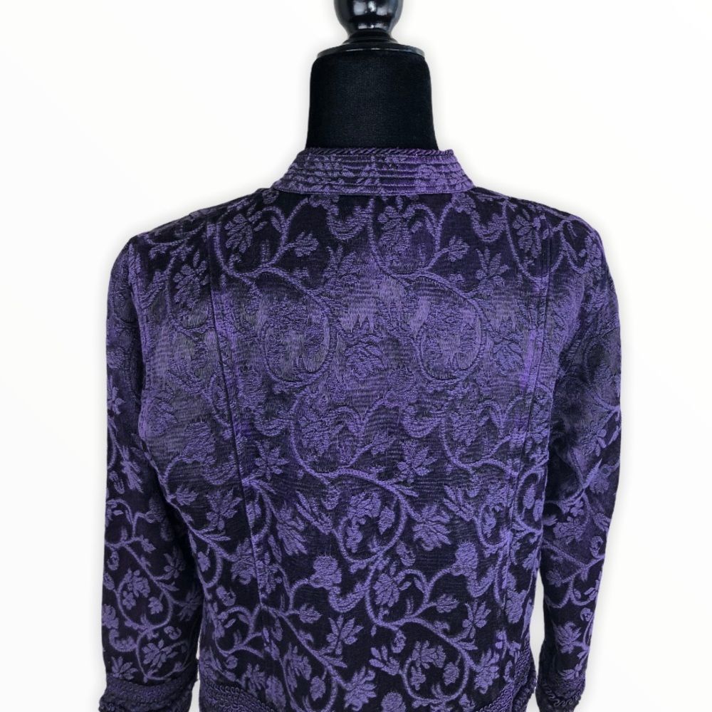Coldwater Creek Rich Purple Tapestry Brocade Jacket size Petite Medium - Picture 6 of 14